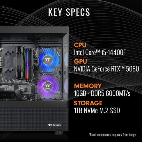 Thermaltake LCGS View i1460-170 Gaming Desktop (Intel Core™ i5-14400F, ToughRam 16GB DDR5 6000MT/s RGB Memory, NVIDIA GeForce® RTX 5060, 1TB NVMe M.2, WiFi, Windows 11) V17B-B760-560-LCS in Saudi Arabia