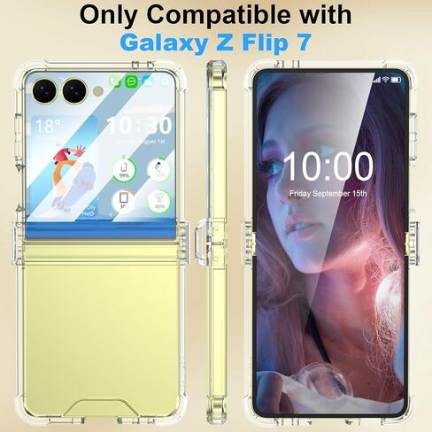 تم تصميمه لحالة Galaxy Z Flip 7 مع حماية مفصلية وحامي شاشة زجاجي مضمّن لـ Samsung Flip 7 Cover Cover Protection Case Clear for Z Flip 7 - Clear in Kuwait