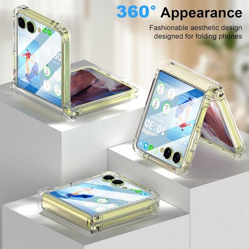 تم تصميمه لحالة Galaxy Z Flip 7 مع حماية مفصلية وحامي شاشة زجاجي مضمّن لـ Samsung Flip 7 Cover Cover Protection Case Clear for Z Flip 7 - Clear in Kuwait
