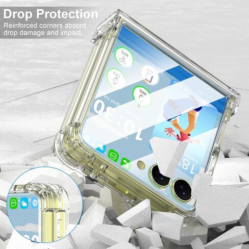 تم تصميمه لحالة Galaxy Z Flip 7 مع حماية مفصلية وحامي شاشة زجاجي مضمّن لـ Samsung Flip 7 Cover Cover Protection Case Clear for Z Flip 7 - Clear in Kuwait