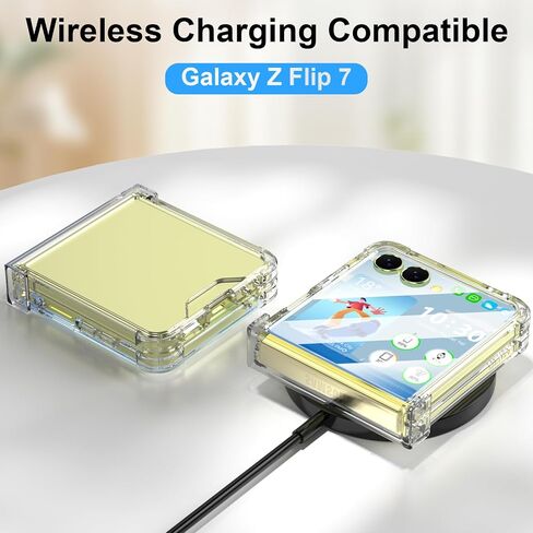 تم تصميمه لحالة Galaxy Z Flip 7 مع حماية مفصلية وحامي شاشة زجاجي مضمّن لـ Samsung Flip 7 Cover Cover Protection Case Clear for Z Flip 7 - Clear in Kuwait