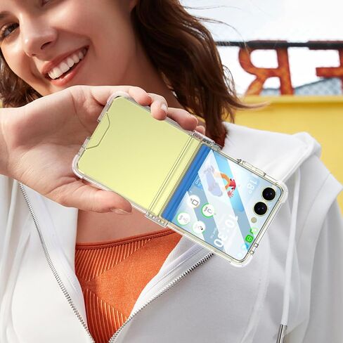 تم تصميمه لحالة Galaxy Z Flip 7 مع حماية مفصلية وحامي شاشة زجاجي مضمّن لـ Samsung Flip 7 Cover Cover Protection Case Clear for Z Flip 7 - Clear in Kuwait