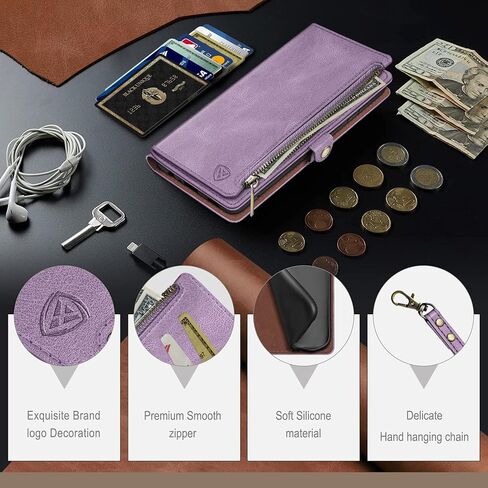 XcaseBar متوافق مع Samsung Galaxy S25 Ultra Wallet Case مع حامل بطاقة ائتمان Zipper 【Rfid حظر】 ، Flip Folio Book Pu Leather Phone Cover Cover Women Men for S25 ultra case wine red in Kuwait