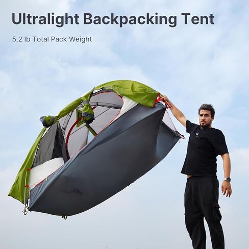 Moon Lence Professional Camping Tent 2 Person Tent Backpacking Tent, Water & Wind Proof Ultralight Equipment for Mountaineering Backpacking & Hiking, Porch Double Layer, Aluminum Alloy Pole in Kuwait