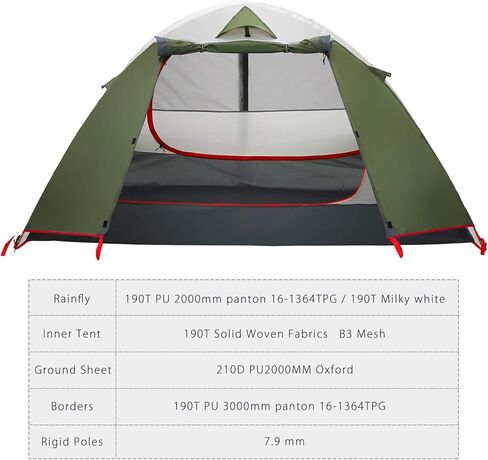 Moon Lence Professional Camping Tent 2 Person Tent Backpacking Tent, Water & Wind Proof Ultralight Equipment for Mountaineering Backpacking & Hiking, Porch Double Layer, Aluminum Alloy Pole in Kuwait
