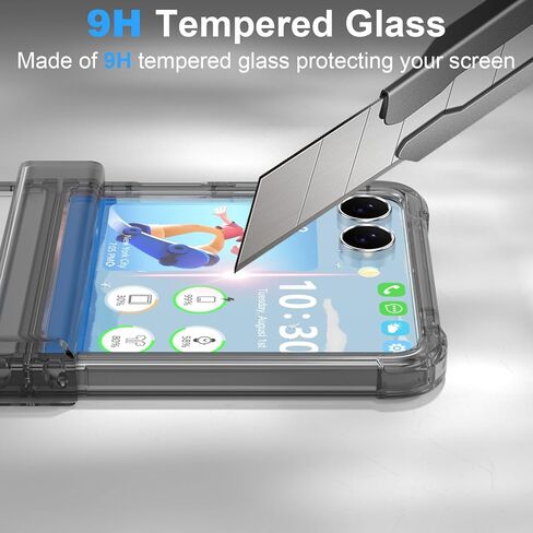 Designed for Galaxy Z Flip 7 Case with Hinge Protection & Built-in Tempered Glass Screen Protector for Samsung Flip 7 Full Cover Phone Protection Case Clear for Z Flip 7 - Clear in Kuwait