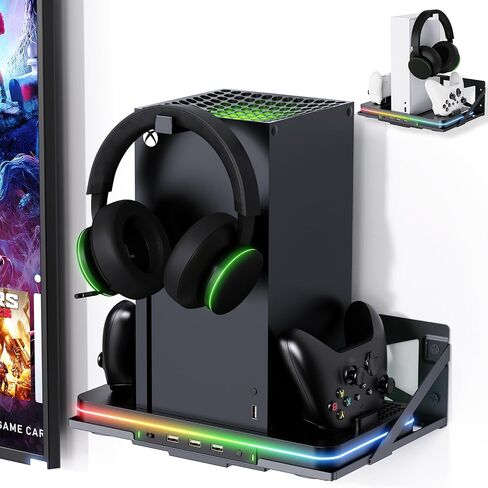 حامل شاحن لجهاز Xbox سلسلة S/X مع مروحة تبريد، قاعدة شحن لكيت سريعة مع 3 منافذ USB، قاعدة شحن مزدوجة لوحدة التحكم (حامل شاحن) in Kuwait