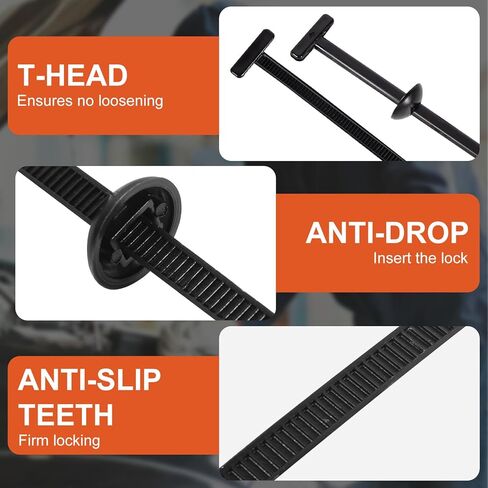 50pack Nylon Universal Cable Tie Buckle Automotive Zipper Clips Zippered Trim Clip Auto Parts Automotive Clips,Fastener for Car Daily Repair in Kuwait