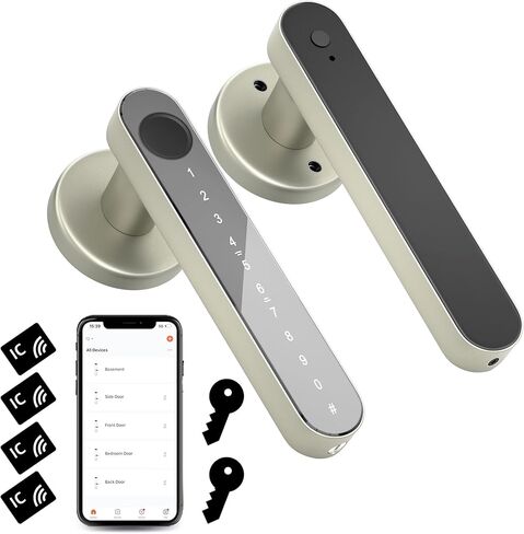 Fingerprint Door Lock,Smart Door knob,Biometric Door Lock,with passcode keypad Fobs keyless Entry Door Handle，for Bedroom Home Hotel Office Apartment (Champagne Gold with APP) in Saudi Arabia
