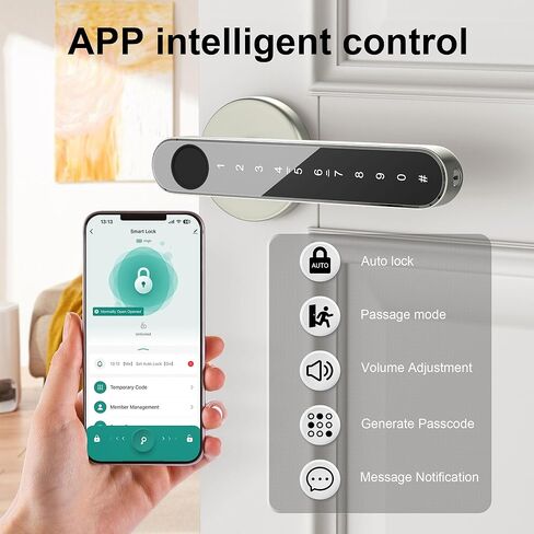 Fingerprint Door Lock,Smart Door knob,Biometric Door Lock,with passcode keypad Fobs keyless Entry Door Handle，for Bedroom Home Hotel Office Apartment (Champagne Gold with APP) in Saudi Arabia