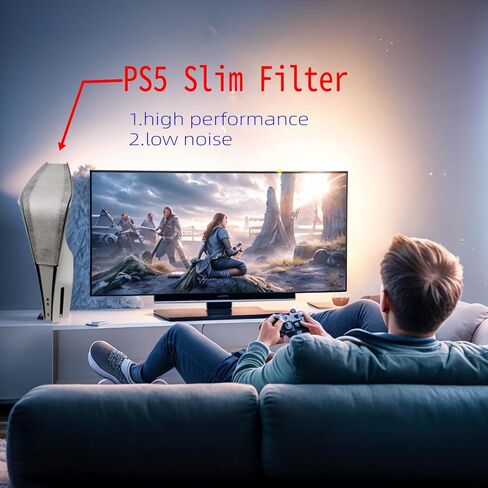 طقم غلاف واقي الغبار لـ PS5 Slim و Fan Filter+Console Cover و While-Conflible Treating و Riltration و AdsoRB Gust و Custom With PS5 Slim Digital & Disc Edition (ليس للأفقي) in Kuwait
