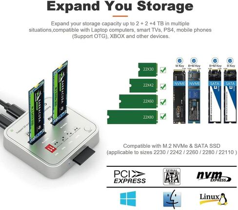 MAIWO K3016CL M.2 SATA/NVMe Docking Station, 10Gbps USB-C SSD Duplicator with SD Express Slot, One-Key Offline Clone, Dual M.2 SSD Reader & Writer, System Disk Migration Tool in Saudi Arabia