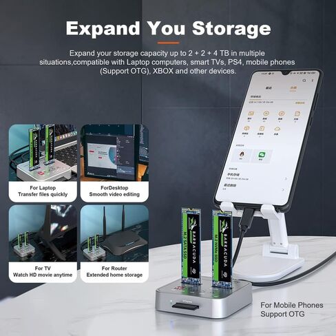 MAIWO K3016CL M.2 SATA/NVMe Docking Station, 10Gbps USB-C SSD Duplicator with SD Express Slot, One-Key Offline Clone, Dual M.2 SSD Reader & Writer, System Disk Migration Tool in Saudi Arabia