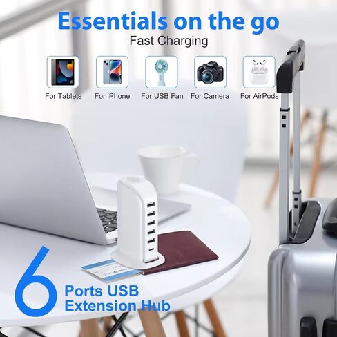 محطة شحن USB لأجهزة متعددة ، وبرج شاحن متعدد الشاحن ، وموانئ USB-C ، تدعم PD Quick Charge متوافقة مع iPhone ، والهواتف الذكية ، والأجهزة اللوحية والأجهزة الأخرى (Black ، 20W) in Saudi Arabia