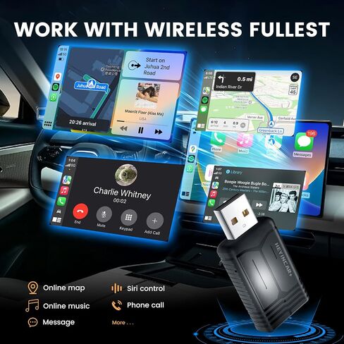 H-Air Wireless Carplay & Android Auto Adapter ، 2025 Upgrade ، Plug & Play USB Dongle ، تحويل CarPlay Auto السلك in Kuwait