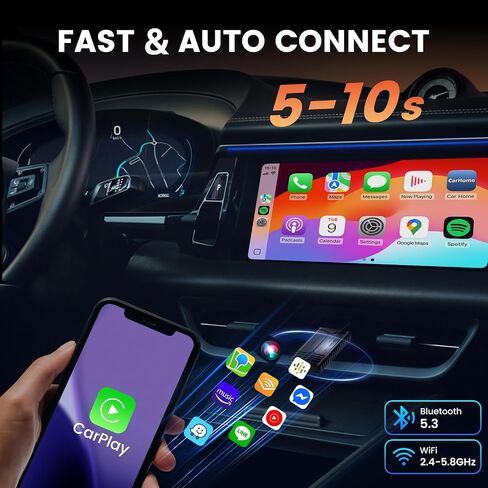 H-Air Wireless Carplay & Android Auto Adapter ، 2025 Upgrade ، Plug & Play USB Dongle ، تحويل CarPlay Auto السلك in Kuwait