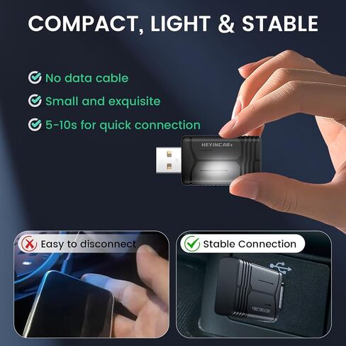 H-Air Wireless Carplay & Android Auto Adapter ، 2025 Upgrade ، Plug & Play USB Dongle ، تحويل CarPlay Auto السلك in Kuwait