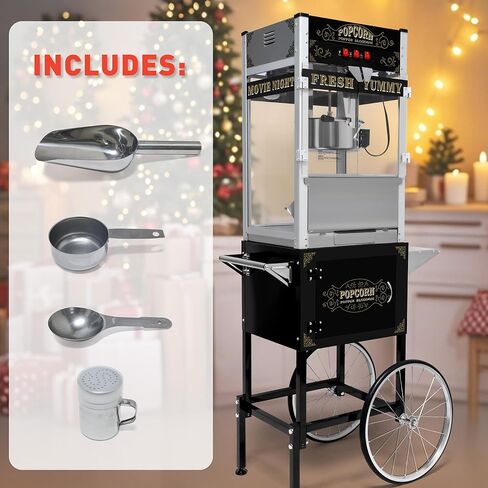 عربة آلة الفشار مع 8 أوقية غلاية تشكل ما يصل إلى 32 كوب صانع الفشار صانع الجهاز على طراز بوبر على عجلات الفشار آلات للفيلم التجاري للسينما الفشار Machine المسرح Red in Kuwait