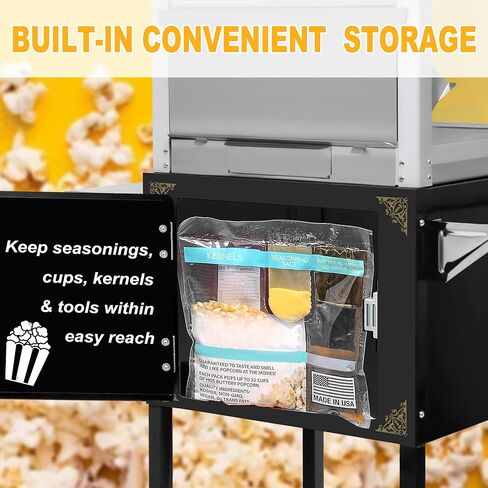 عربة آلة الفشار مع 8 أوقية غلاية تشكل ما يصل إلى 32 كوب صانع الفشار صانع الجهاز على طراز بوبر على عجلات الفشار آلات للفيلم التجاري للسينما الفشار Machine المسرح Red in Kuwait