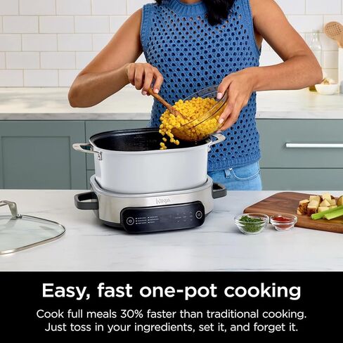 Ninja Foodi 6.5 Qt PossibleCooker ، وظائف 6 في 1 ، طباخ متعدد ، طباخ بطيء ، الفولاذ المقاوم للصدأ/الأبيض ، MC1100 (متجدد) in Kuwait