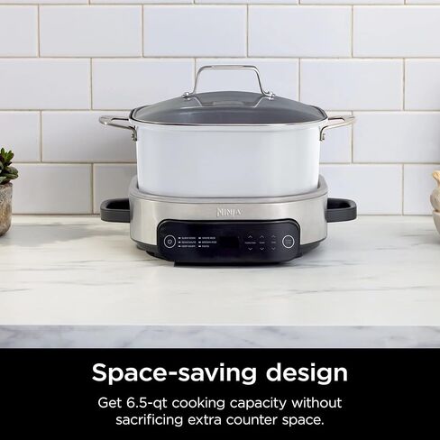 Ninja Foodi 6.5 Qt PossibleCooker ، وظائف 6 في 1 ، طباخ متعدد ، طباخ بطيء ، الفولاذ المقاوم للصدأ/الأبيض ، MC1100 (متجدد) in Kuwait