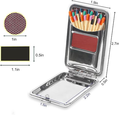 Metal Match Boxes with Stickers(20PCS Refill Pieces), Blank Waterproof Match Box(Sealed, Vintage, Reusable, Portable)-Household, Camping,Hiking, Emergency Kit, Gifts in Saudi Arabia