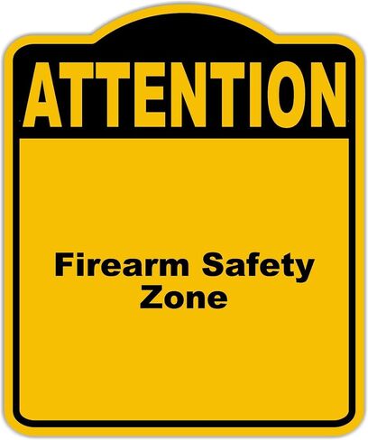 Firearm Safety Zone Attention Yellow Black Aluminum Composite Sign 20 x 24 inches in Saudi Arabia