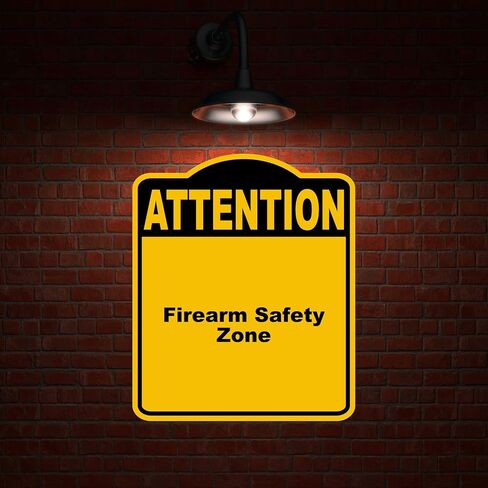 Firearm Safety Zone Attention Yellow Black Aluminum Composite Sign 20 x 24 inches in Saudi Arabia