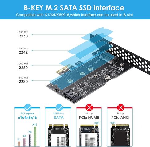 Key-M to PCIe Adapter Card - M.2 NVMe SSD Converter - Compatible with Desktop PCs/Motherboards - (Supports 2280/2260/2242/2230 Sizes) in Saudi Arabia