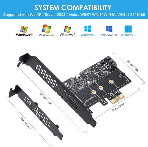 Key-M to PCIe Adapter Card - M.2 NVMe SSD Converter - Compatible with Desktop PCs/Motherboards - (Supports 2280/2260/2242/2230 Sizes) in Saudi Arabia
