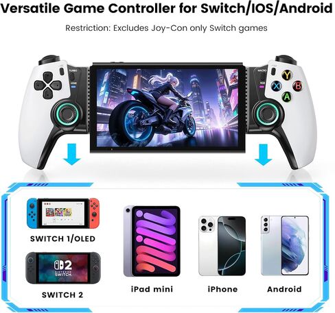 OKETY Mobile Gaming Controller for Android / iPhone 15/16 Series - Switch 2 / iPad Mini - Wireless Switch/OLED Controller with Hall Effect Joysticks/Hall Triggers,Play Xbox Cloud,Call of Duty,Roblox,Steam Link, GeForce Now in Saudi Arabia