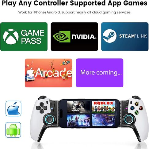 OKETY Mobile Gaming Controller for Android / iPhone 15/16 Series - Switch 2 / iPad Mini - Wireless Switch/OLED Controller with Hall Effect Joysticks/Hall Triggers,Play Xbox Cloud,Call of Duty,Roblox,Steam Link, GeForce Now in Saudi Arabia