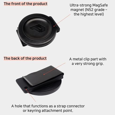 Magnetic Clip Phone Holder with Safety Strap – Hands-Free Mount for Backpack, Harness | Hiking, Delivery, Outdoor Use | MagSafe Compatible (MagSafe Compatible) in Saudi Arabia
