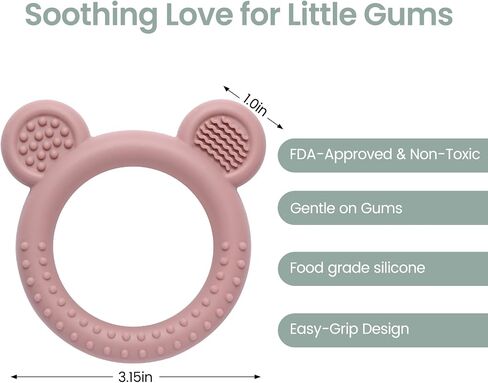 Eascrozn Teething Toys for Babies 0-6 Months, 3 Pack Silicone Baby Toys 6 to 12 Months, BPA Free Soft Textured Teething Relief Soothing Sore Gums Baby Essentials in Saudi Arabia