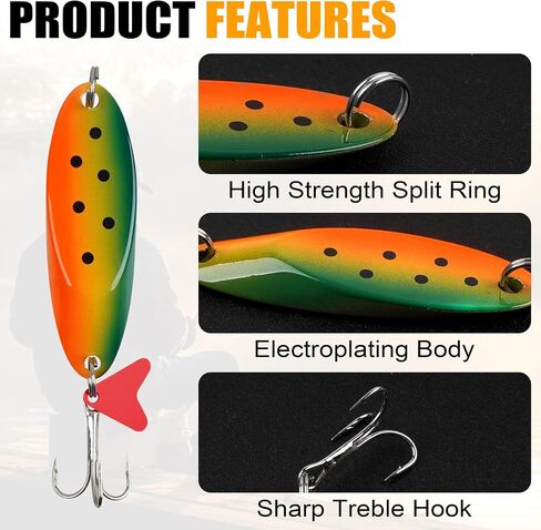 Fishing Spoons Lures Set,5pcs Hard Metal Casting Jigging Spoon Baits with Sharp Treble Hooks Jig Spoons Lure for Saltwater Freshwater Bass Trout Salmon Crappie Walleye Pike in Saudi Arabia