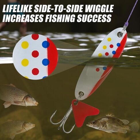 Fishing Spoons Lures Set,5pcs Hard Metal Casting Jigging Spoon Baits with Sharp Treble Hooks Jig Spoons Lure for Saltwater Freshwater Bass Trout Salmon Crappie Walleye Pike in Saudi Arabia