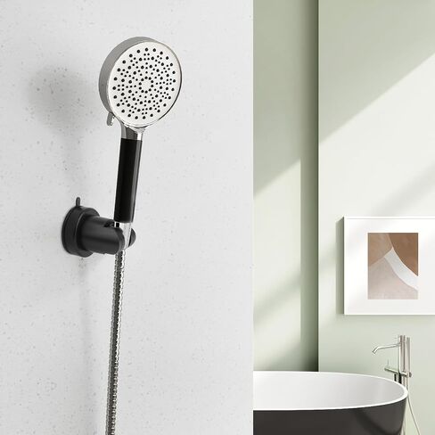 Suction Cup Shower Head Holder – Removable No Drill Wall Mount ABS Plastic Shower Wand Holder – Universal Suction Holder for Bathroom (Black) in Saudi Arabia