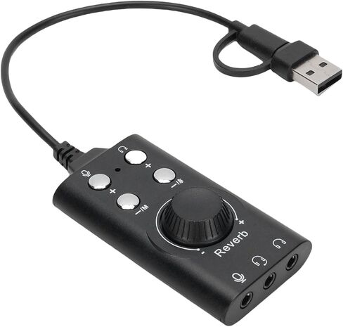 EBTOOLS USB Type C External Sound Card, Noise Reduction, 16bit/48Khz Music Playback, Adjustable Volume, Voice Changing Effects, Reverb Adjustment, for External Speaker, Headphones in Saudi Arabia