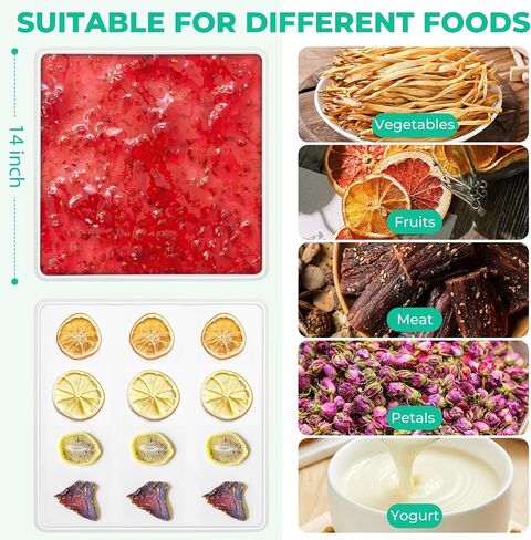 6Pcs Silicone Dehydrator Sheets 11x11 inch, Non-Stick Dehydrator Tray Liner with Edge for Food Freeze Dryer, Reusable Dryer Mats for Fruits, Vegetables, Meat, Yogurt in Saudi Arabia