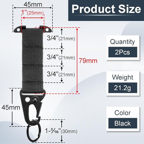 Molle Clips T-Mount Mount Molle Wabbing Key حامل ، 2 حزمة Clash Hook Carabiner Clish in Kuwait