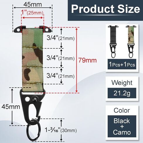 Molle Clips T-Mount Mount Molle Wabbing Key حامل ، 2 حزمة Clash Hook Carabiner Clish in Kuwait