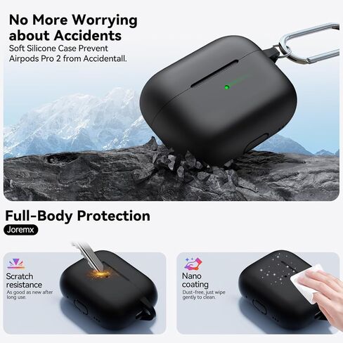for Airpods Pro 2 Case 2023/2022/2019 with Cleaner kit,Silicone Protection AirPod Pro Case Cover (USB-C/Lightning Cable) with Ear Tips,Airpods Pro 2nd/1st Generation Case with Keychain,Black in Kuwait