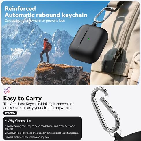for Airpods Pro 2 Case 2023/2022/2019 with Cleaner kit,Silicone Protection AirPod Pro Case Cover (USB-C/Lightning Cable) with Ear Tips,Airpods Pro 2nd/1st Generation Case with Keychain,Black in Kuwait