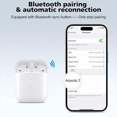 Wireless Charging Case Compatible with AirPod 1 2, Air Pods 1 2 Charger Case Replacement with Bluetooth Pairing Sync Button, No Earbuds,White in Saudi Arabia