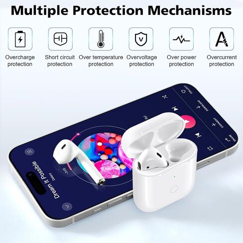 Wireless Charging Case Compatible with AirPod 1 2, Air Pods 1 2 Charger Case Replacement with Bluetooth Pairing Sync Button, No Earbuds,White in Saudi Arabia