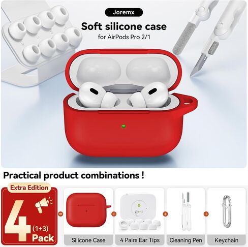 for Airpods Pro 2 Case 2023/2022/2019 with Cleaner kit,Silicone Protection AirPod Pro Case Cover (USB-C/Lightning Cable) with Ear Tips,Airpods Pro 2nd/1st Generation Case with Keychain,Black in Kuwait