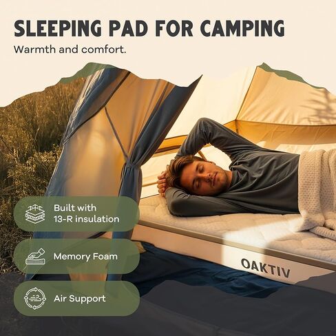 WanderMate - Self-Inflating Camping Sleeping Pad - Inflatable Camping Mattress for Car, Backpacking, and Tent - Durable 3.15-Inch Memory Foam and Air Support in Kuwait