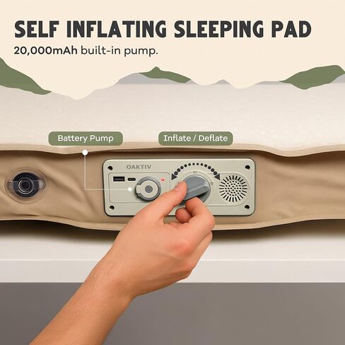 WanderMate - Self-Inflating Camping Sleeping Pad - Inflatable Camping Mattress for Car, Backpacking, and Tent - Durable 3.15-Inch Memory Foam and Air Support in Kuwait