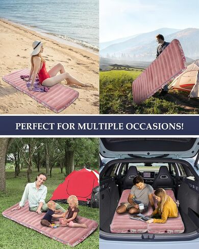 Inflatable Sleeping Pad for Camping, Extra-Thick 4.75" Single Air Mattress with Soft Velvet Top, Machine Washable, Family Lightweight 4-Season Pad for Traveling & Hiking, Pink in Saudi Arabia