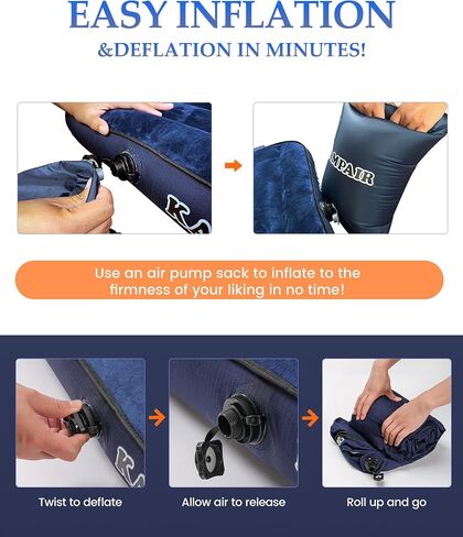 Inflatable Sleeping Pad for Camping, Extra-Thick 4.75" Single Air Mattress with Soft Velvet Top, Machine Washable, Family Lightweight 4-Season Pad for Traveling & Hiking, Pink in Saudi Arabia